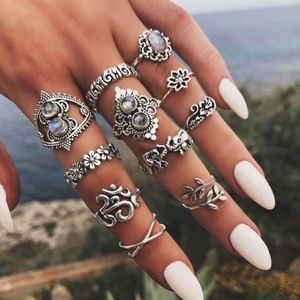 Vintage Bohemian Style Knuckle Rings Set